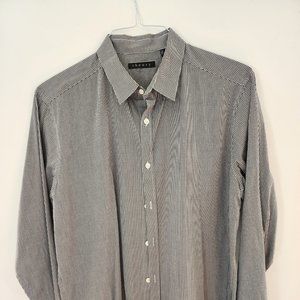 THEORY Mens Long Sleeve Black & White Check Shirt Button Down Shirt Sz L